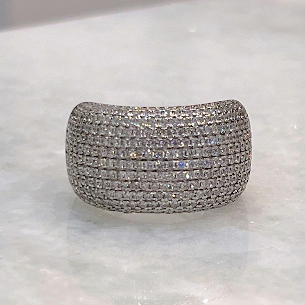 Diamond (Sim) Sterling Silver Statement Ring Sz 8 - image 4